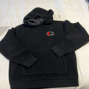 Champion, heavy, fleece, black sweatshirt, hooded